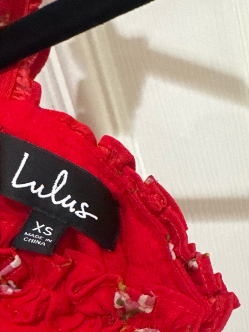 Lulu's Red Floral Ruffle-Strap Mini Dress - Picture 5 of 5
